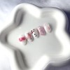 [Premium handmade embossed nail] Cutie pink cat - short oval
