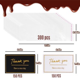 Chocolate Wrappers with Stickers, 300 Pcs Self Sealing Chocolate Bar Packaging with Thank You Stickers, for Candy Bar, Cookies, Treat, Party Favor