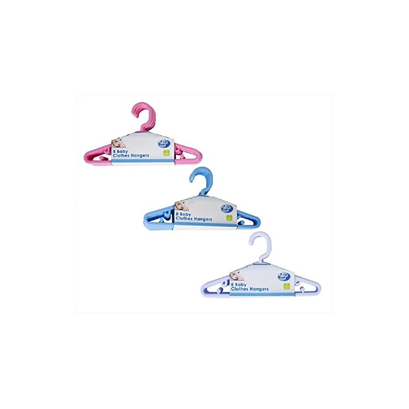 First Steps Pack of 8 Baby Clothes Hangers (PINK)