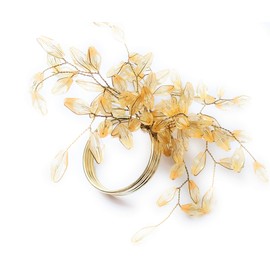 ITOS365 Napkin Rings Set of 4 for Dining Table Decoration Parties Everyday Metal Napkin Holder Leaf Gold (Pack of 4)