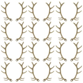 Honbay 24PCS Alloy Deer Antler Charms Pendant Big Deer Horn Charms Cute Elk Horn Charms Christmas Reindeer Antlers Pendant for Keychains Zipper Pulls Bracelets Necklaces Jewelry Making and DIY Crafts