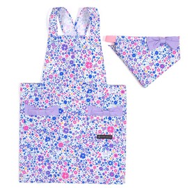 COLORFUL CANDY STYLE Back Cross Apron (Girls) PET Flower Pattern Airy Shower (Lavender)