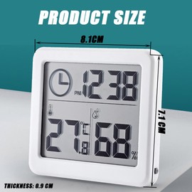 ミニ＆温度計 1本セット スイッチ 粘着/嵌入使用可能 デジタル液晶スクリーン 温室ハウス/地下室/家庭/ベビールームなど/爬虫類/適用 黒 時計 デジタル 温度計 温湿度計 お風呂場用 マグネット 吸着式 スタンド式 お風呂クロック&温湿度計 ホワイト