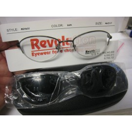Revolution Eyewear NEW Revolution Eyeglass Frame W/ Magnet sun shade REV632 GUN  46-17-140 w/case