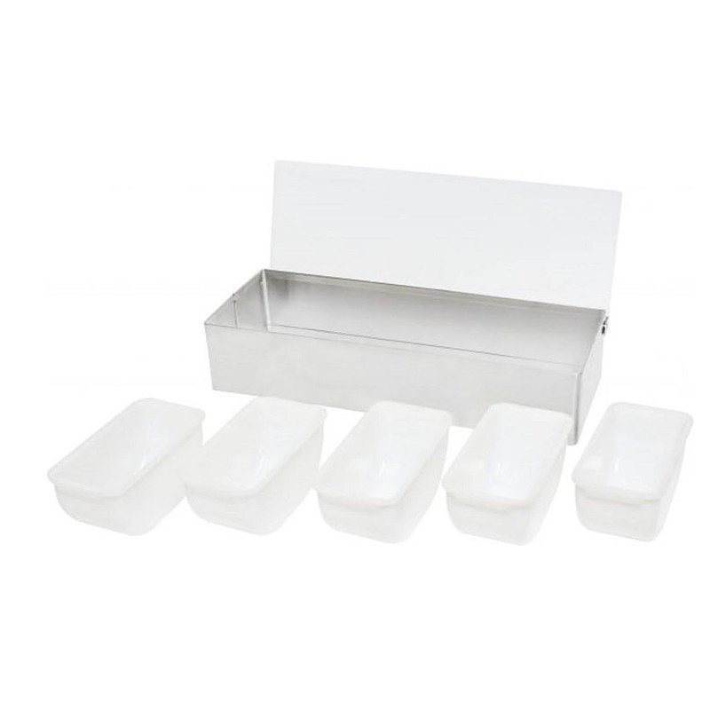 Ingredient Container Stainless Steel Side Container 5 Compartments with Transparent