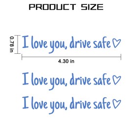 KHGUZ 3PCS I Love You, Drive Safe Car Mirror Sticker, Vehicle Rearview Window Vinyl Decals with Heart, Auto Rear View Mirror Affirmation Decor Stickers, Universal for SUV, Truck, RV (Blue)