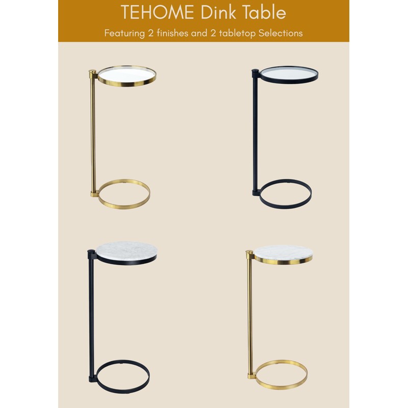 TEHOME Gold Glass Drink Table Metal Martini Round Small Drink