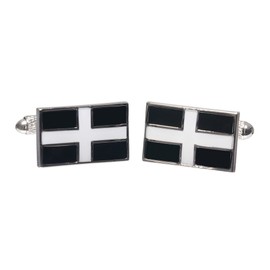 Cufflinks - Cornish St Piran Flag Cufflinks Presented In Onyx Art London Cufflink Gift Box