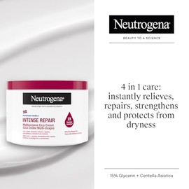 Neutrogena Norwegian Formula Intense Repair Cica Cream 400ml, 72-Hour Intense Moisture, Ultra Rich Multipurpose Face & Body Cream with 4-in-1 Care, 15% Glycerin, Suitable for Sensitive Skin