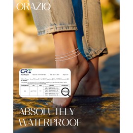 ORAZIO 3 PCS Ankle Bracelets For Women Silver Anklets Women's Anklets Waterproof Adjustable Anklets For Women Sterling Silver Ankle Bracelet