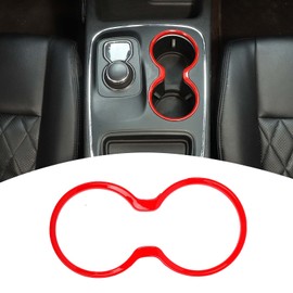 PDKLIN for Durango Front Cup Holder Trim Cover Frame Compatible with Dodge Durango 2011-2020, ABS Interior Accessories, Red