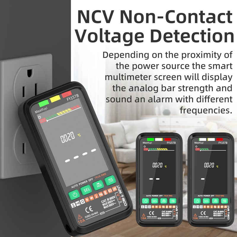 Mastfuyi Multimeter Rechargeable Electrical Tester with Auto Ranging Digital Voltmeter,TRMS