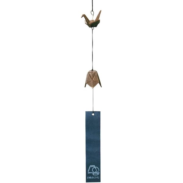 Iwachu Wind Chime, Origin Crane, Gold/Dark Brown, Body Size (cm):