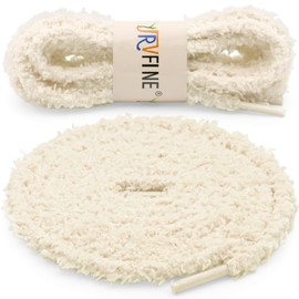 YJRVFINE Fuzzy Round Shoe Laces: Soft Hiking Athletic Khaki Shoelaces 2 Pair 39 Inch