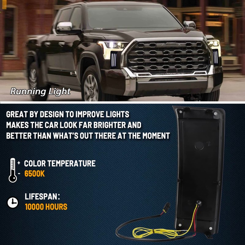 GEEGEETOP Switchback White/Amber Front Bumper Fog Daytime LED Running Light