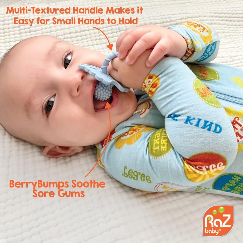 RaZbaby RaZberry Silicone Teether Pacifier – Teething Relief for Infants,