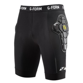 G-Form EX-1 Bike Short Liner - Padded Compression Shorts for Men - Protective Bike Shorts for BMX and Snowboarding - Black/Yellow, Youth Small/Medium