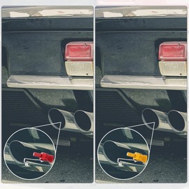 X AUTOHAUX 2pcs Universal Aluminum Turbo Sound Exhaust Muffler Pipe Whistle Car Blow Off Valve Simulator Exhaust Turbo Whistle Tailpipe XL Size Red Yellow