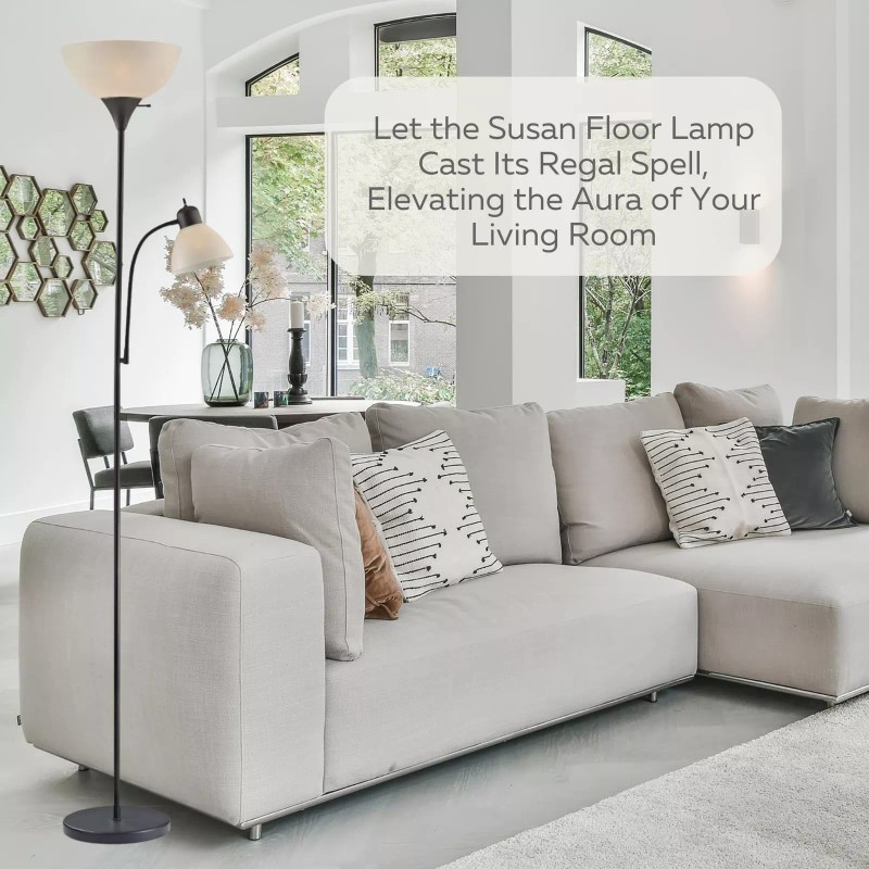 LIGHTACCENTS Adjustable Black Floor Lamp, 72'', Reading Light, Modern Style,