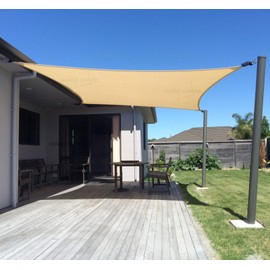 SUNNY GUARD 8' x 12' Sand Rectangle Sun Shade Sail UV Block for Outdoor Patio Garden