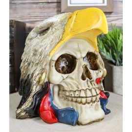 Native Tribal Indian Warrior Chief Bald Eagle Headdress Cape Hat Skull Figurine