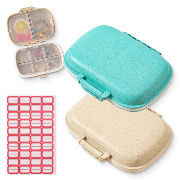 Pack of 2 Daily Pill Organiser with 6 Compartments, Portable