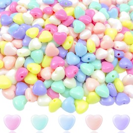 Mulutoo 400 Pcs Candy Color Acrylic Heart Beads Colorful Assorted Mix Plastic Pastel Beads Spacer Beads Heart Shape Pony Beads,for DIY Jewelry Craft Making Necklace Rainbow Bracelet