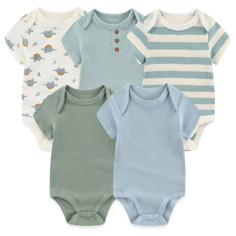 MAMIMAKA 10-Piece Baby Bodysuit Pant Set Cotton Baby Boys Clothes