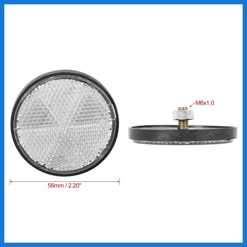 VekAuto Pair M6x1.0 White Plastic Universal Screw Mount Reflective Warning