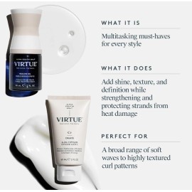 VIRTUE Healing Hair Oil & 6-in-1 Styling Cream Bundle, Repair and Style for Hair
