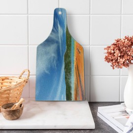 Lunarable Yellowstone Cutting Board, Vibrant Colors of Grand Prismatic Spring in Parkland USA Scenery, Decorative Tempered Glass Cutting and Serving Board, Wine Bottle Shape, Multicolor