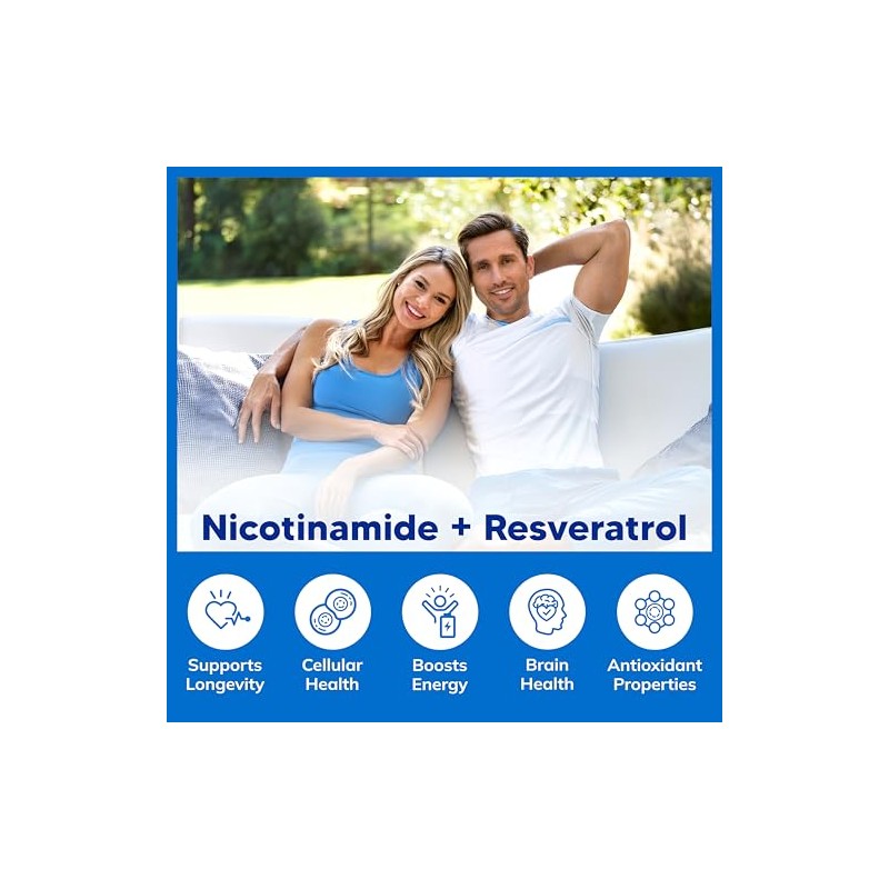 Nicotinamide with Resveratrol - 120 Capsules - Vitamin B3 500mg