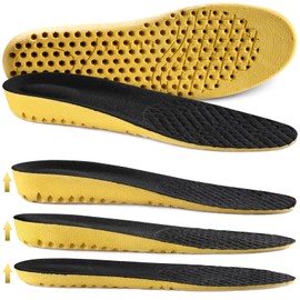 Ailaka - Plantillas elásticas que absorben los golpes y aumentan la altura, inserciones ortopédicas de repuesto para hombres y mujeres, Amarillo, altura del tacón: 3 cm, 8-12 M US Women/7-10 M US Men
