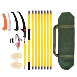30Ft Tree Pole Pruner, 2025 Upgraded Spring Manual Branches Trimmer for Garden Tools Loppers Hand Pole Saws Extendable Height with Knives and Storage Pocket