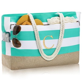 YOOLIFE Christmas Gifts for Girls - Teen & Birthday Gifts, Initial Travel Tote Bag, Large Beach & Weekender Bag Blue