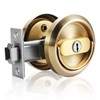 ZZBUY Pocket Door Lock with Key, Round Recessed Pocket Door