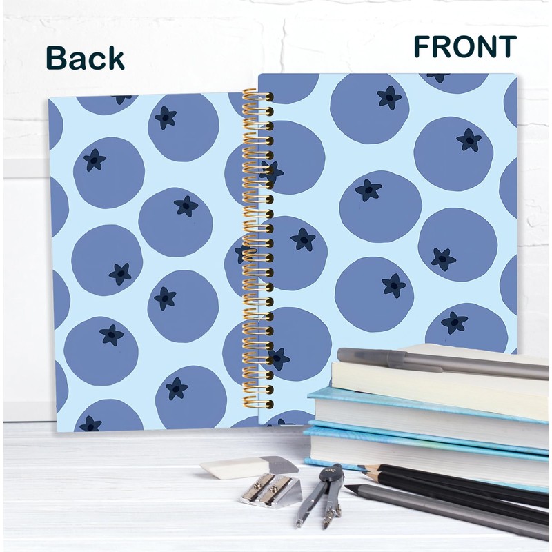 KRHFG Blueberry Spiral Notebook, Kids Notebooks for Girls, Fruit Lover