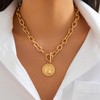 Buyongwant Golden Necklace for Women Circular Portrait Pendant Collarbone Chain