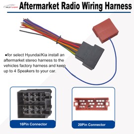 36Pin Radio Wiring Harness for Hyundai 2009-2015 KIA 2009-2019 with Antenna Cable Aftermarket Car Stereo Wiring Harness Connector for Elantra Santa Fe Amanti Rio Car Stereo Radio Harness Install