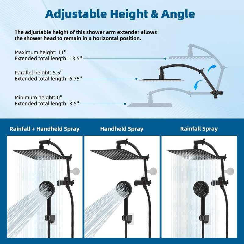 Hibbent All Metal Shower Head, 10'' High Pressure Rain Shower