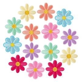Cute Flower Iron on Patches - ShiningUU 14pcs Daisy Sew on Embroidered Applique Flowers | Floral Embroidery Sewing Patches Decorations for DIY Bags Clothes Jeans Jackets Backpack Crafts (7 Colours)​