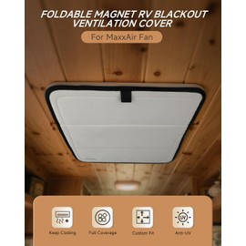 RSACET Magnetic Insulated Roof Vent Sun Cover for MaxxAir Fan, Foldable 600D Oxford Fabric Blackout Ventilation Cover 16.5" x 16.5" (Charcoal Gray)