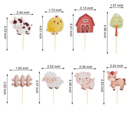 Arthsdite 24Pcs Farm Animal Cupcake Toppers Cute Farm Animals Birthday Cupcake Toppers Picks for Farm Animal Theme Baby Shower Barnyard Birthday Party Supplies Decoration