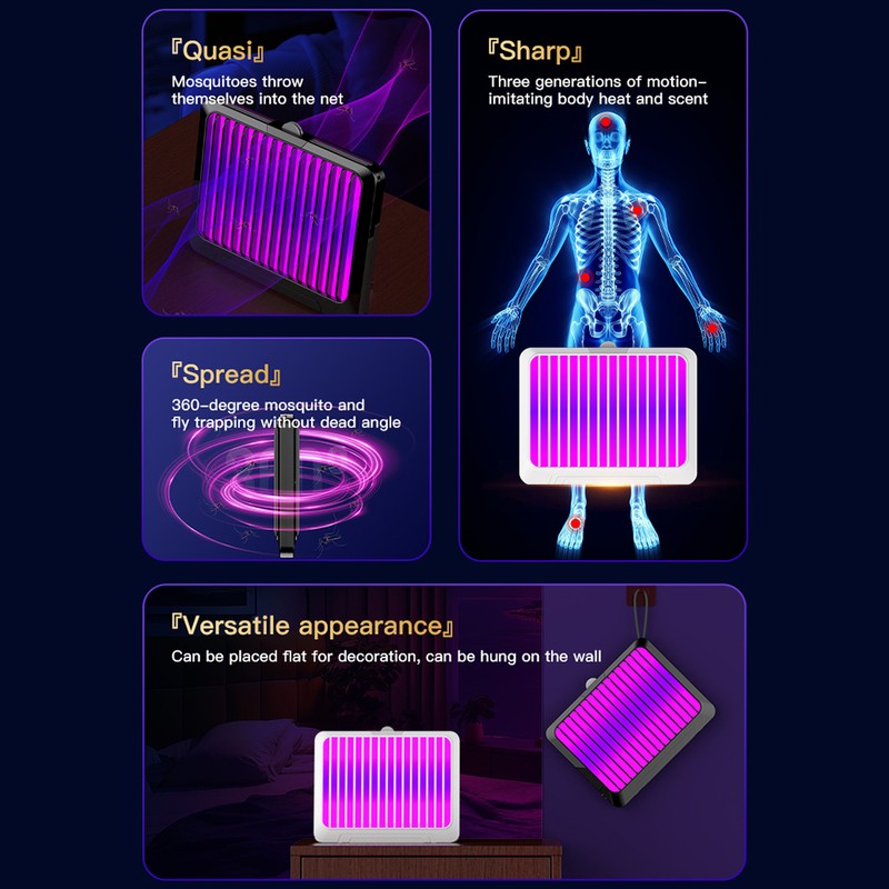 Electric Insect Killer USB-Powered Indoor Fly Trap with 6 Replacement