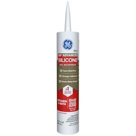 GE Advanced - Calafateo de silicona para cocina y baño, blanco, cartucho de 10 fl oz (10 fl oz), 1 paquete – sellador de silicona 100% impermeable, 5 veces más fuerte, a prueba de encogimiento y