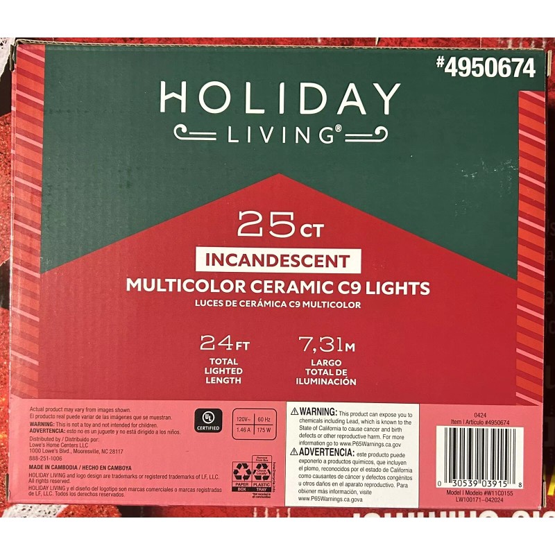 Holiday Living - (4 Sets) 25ct Multi-Color Ceramic C9 Lights