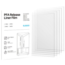 ELEGOO PFA Release Liner Film for LCD 3D Printer Saturn 4 Ultra, Saturn 4, Saturn 3, Saturn 2, 273 * 176mm, 0.127mm Thickness with Stronger Release Functionality, 95% Light Transmittance, 5Pcs