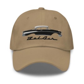 Racing Roots 1957 Bel Air Onyx Black Antique 57 Chevy Classic Car Graphic Dad hat - White