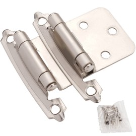 DecoBasics Cabinet Hinges Brushed Nickel for Kitchen Cabinets Doors (2 Pair -4 Pcs) -1/2" Overlay (Variable) -Self Closing Kitchen Cabinet Hinges Flush Mount w/Silicon Bumpers & Hardware Screws…