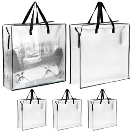 QWORK Moving Storage Bags, 5 Pack Heavy-Duty Wreath Storage Bag - 25 Gallon Capacity, Wreath Comforter Blankets Storage Bag